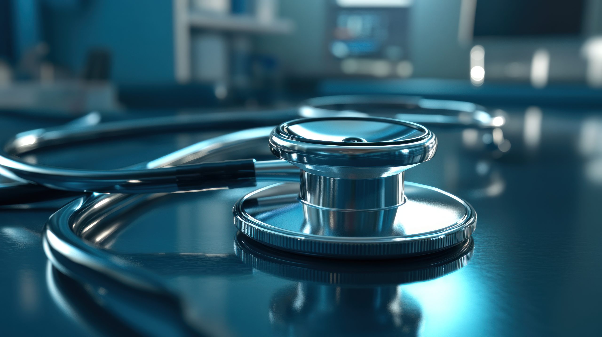 Stetoscop medical așezat pe masa dintr-un cabinet de consultații